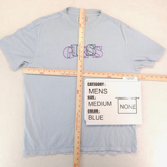 Guess Casual Graphic Short Sleeve Crew Neck T Shirt Mens Size Medium M Blue - Picture 5 of 10
